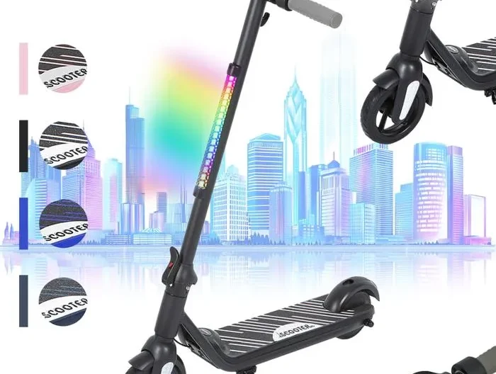 21.6V Trottinette Électrique pour Enfants 2 Vitesses Pliable, Frein Électronique, Moteur Sans Balais F602 （Noir)