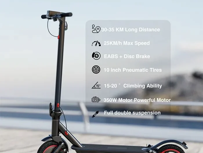 T1Pro Trottinette Électrique Pliant - Moteur 350W - Batterie 36V/10.4 Ah - Autonomie 40km - Pneus 10"- Frein à disque - 25km/h