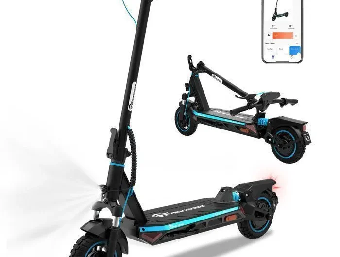 Trottinette Électrique Adulte Pliable EVERCROSS TECH A1 Pneu 10" Moteur 500W 3 Mode Vitesses Avec Écran LED Bluetooth APP Bleu