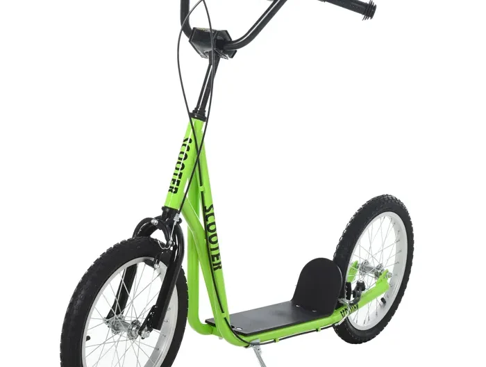 Trottinette - HOMCOM - Grands pneus Guidon réglable poignée Frein et béquille - pour Enfants 5+ Ans - Acier - 139x58x96cm - vert