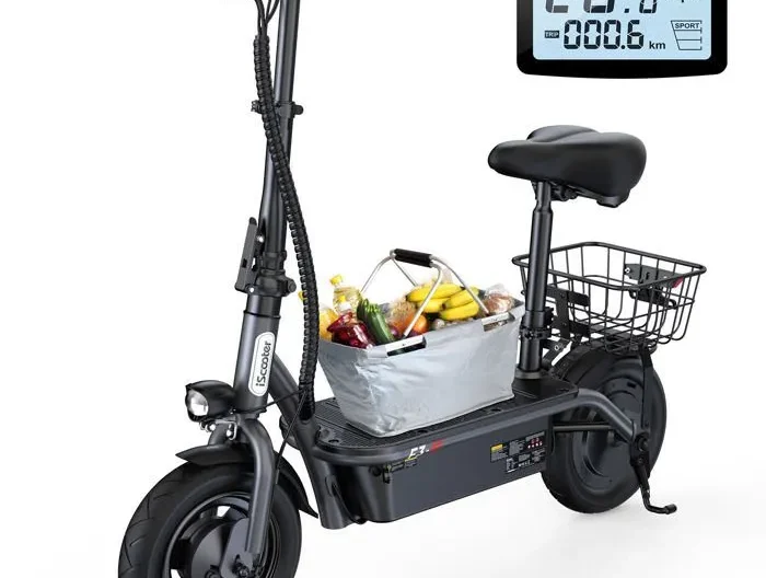 Trottinette Électrique avec Siège iScooter F3 1000W Autonomie 55-60km 48V13Ah 10"
