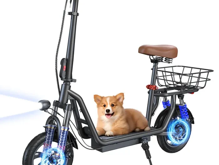 Trottinette Électrique iScooter i12 avec Siège 500W Autonomie 30-35km 36V7.5Ah 12" Deux amortisseurs à l'avant et à l'arrière