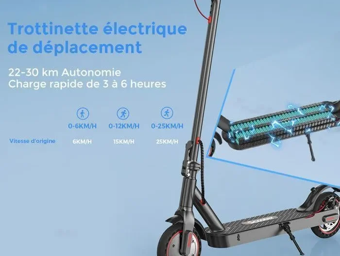 Trottinette Electrique iScooter E9 nouvelle adulte 8.5" 350W 36V7.5Ah Autonomie 22-30km charge maximale 120kg