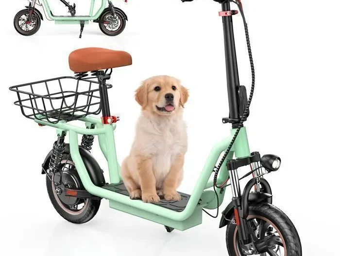 Trottinette Électrique iScooter Vert i12 avec Siège 12" Deux amortisseurs à l'avant et à l'arrière 500W Autonomie 30-35km 36V7.5Ah