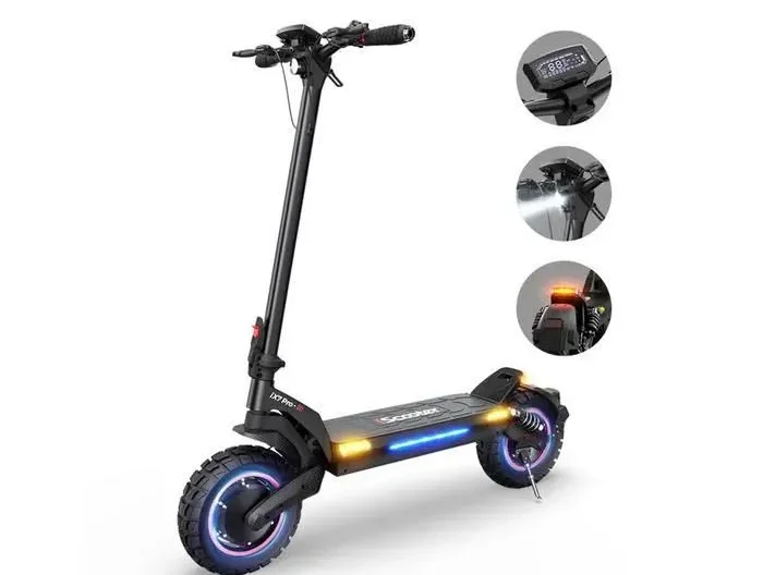 Trottinette électrique adulte 10 pouces - 2 moteurs 1000 W - Batterie 48 V 17,5 Ah - Autonomie 80 km - Écran LCD - Noir