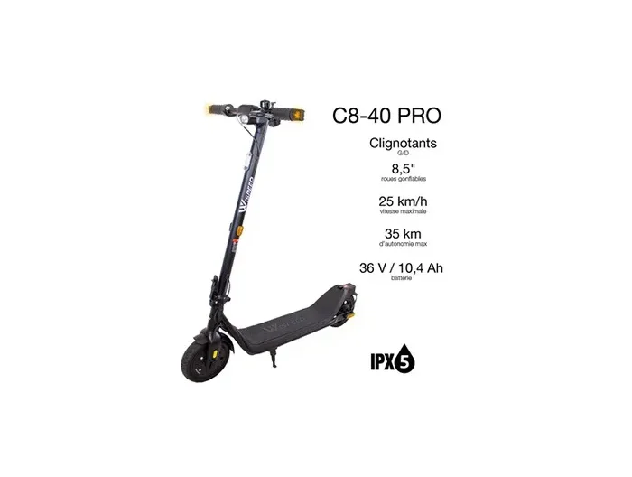 Trottinette électrique - WISPEED - C8-40 PRO - 250 W nominal - 8,5’’ - 4Ah 36 V- Noir