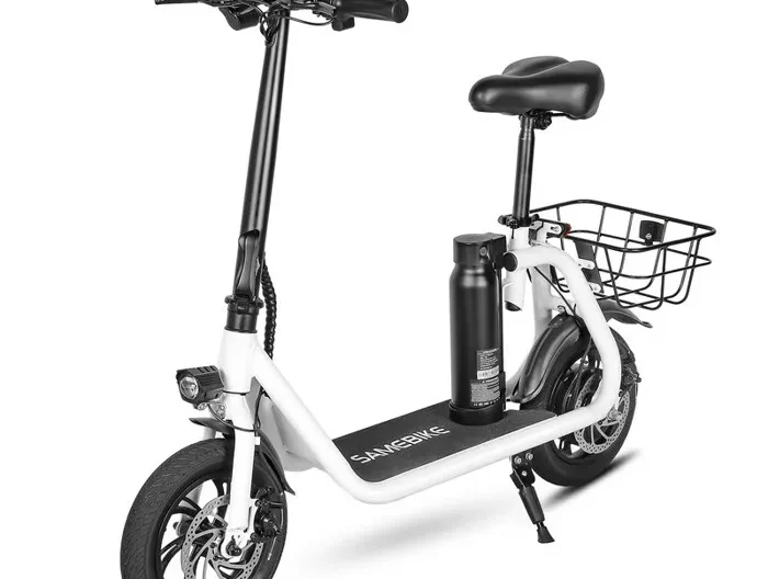 Trottinette Électrique Pliable Samebike Scooters électriques - Moteur 350W Batterie Amovible 36V/10.4AH - Autonomie 80km,Blanc
