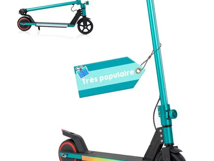Vankel Trottinette Électrique Enfant 6-14 Ans – Vert – Pliable et Légère – Écran LED – Lumières LED Multicolores – Cadeau Idéal