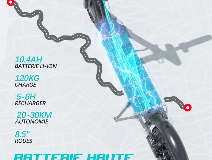 YEE GOO - Trottinette électrique Pliable - Roues 8.5"- Moteur 350W- 20km/h - Batterie 10.4Ah-Autonomie 25-30km-Lumière LED