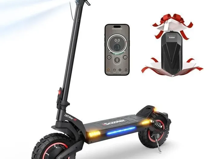 Scooter électrique tout-terrain à double moteur i scooter IX7 pro 10 pouces - puissance de 1000 W, autonomie de 50 à 60 km
